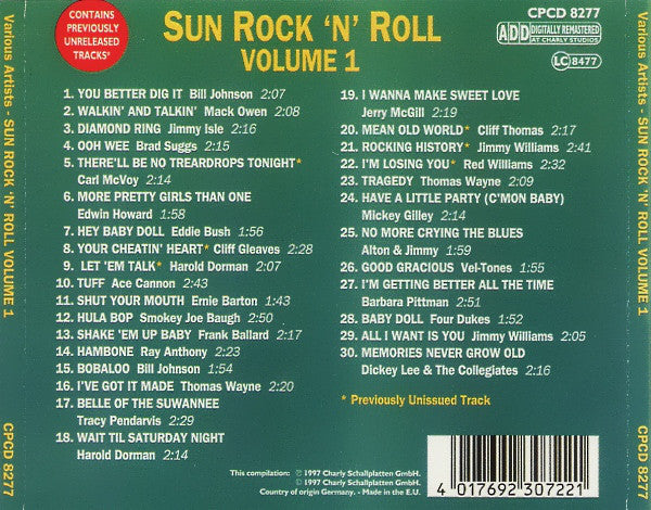 Various - SUN ROCK'N'ROLL Volume 1 - 30 Rare and Unreleased Treasures CD