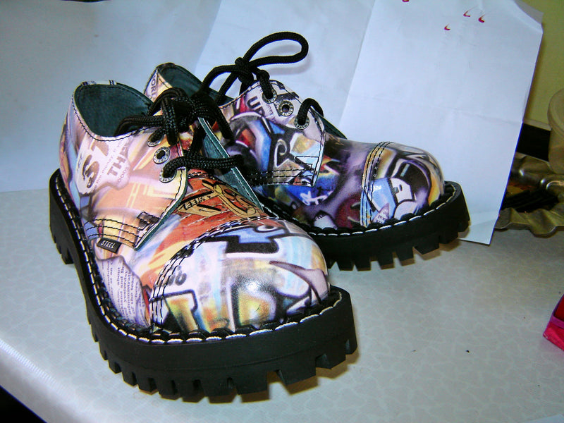 3-eyelet Shoes Steel Toe: GRAFFITI Size 37 (UK 4)