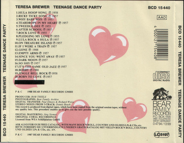 TERESA BREWER - TEENAGE DANCE PARTY CD Special Price CD