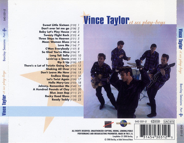 VINCE TAYLOR & PLAY-BOYS "BARCLAY SESSIONS Part One" TWISTIN' THE ROCK CD