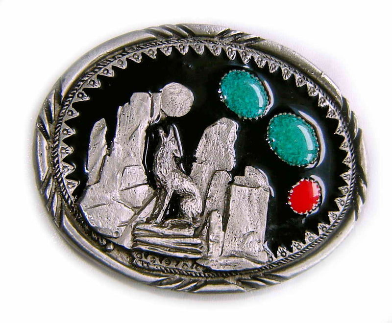 WESTERN SERIES: LONE WOLF 3 STONES Belt BUCKLE