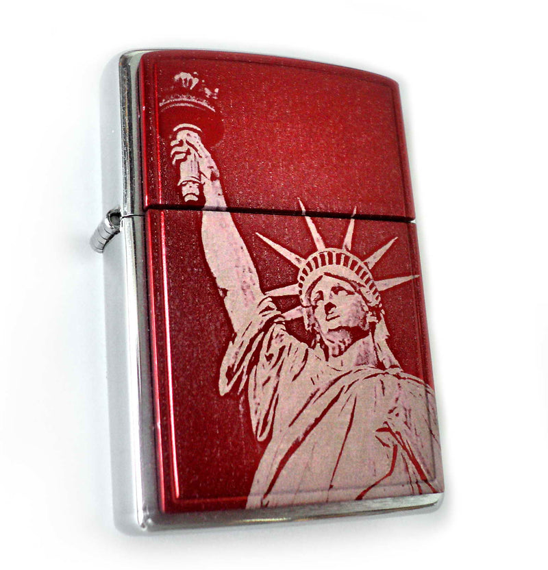 Zippo ANODIZED ALUMINIUM -RED NEW YORK STATUE OF LIBERTY Rare Collectible