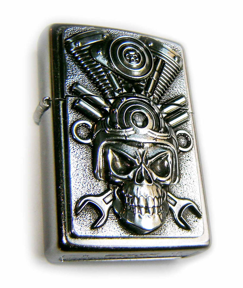 Zippo BIKER TWIN ENGINE SKULL Special 3D Massive Plate