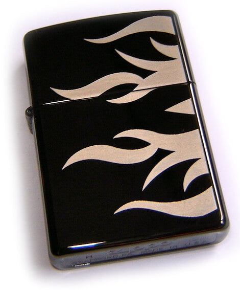 Zippo EBONY HOT ROD FLAMES on Black Ice