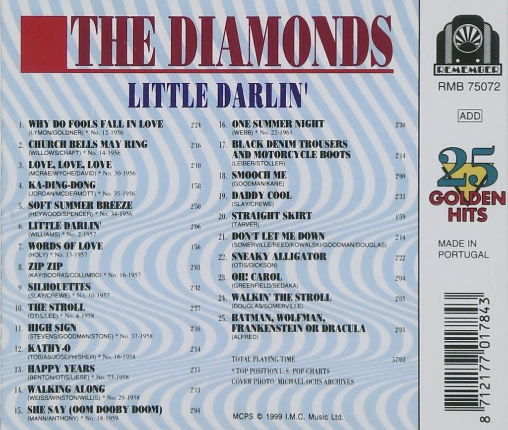 DIAMONDS (THE) - LITTLE DARLIN' - 25 Golden Hits Fantastic Collectible CD